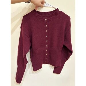 Musera Burgundy Button Front Knit Cardigan Sweater Size S – Brand New !